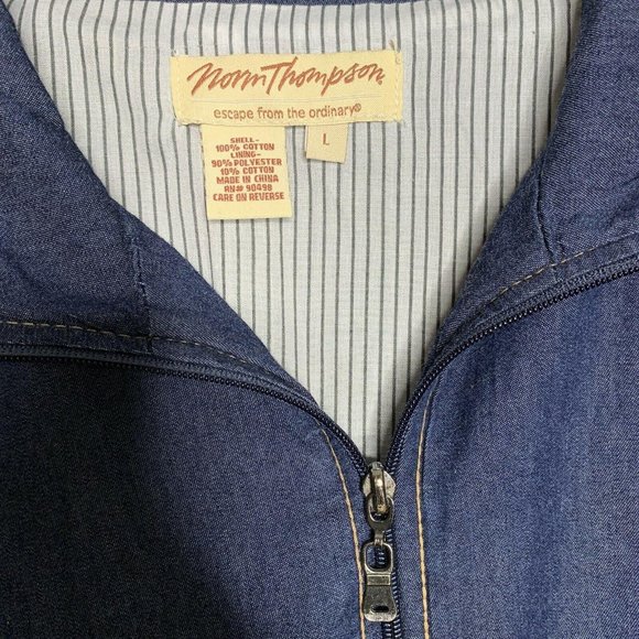Norm Thompson Blue Denim Full Zip Jacket Large - Picture 5 of 5